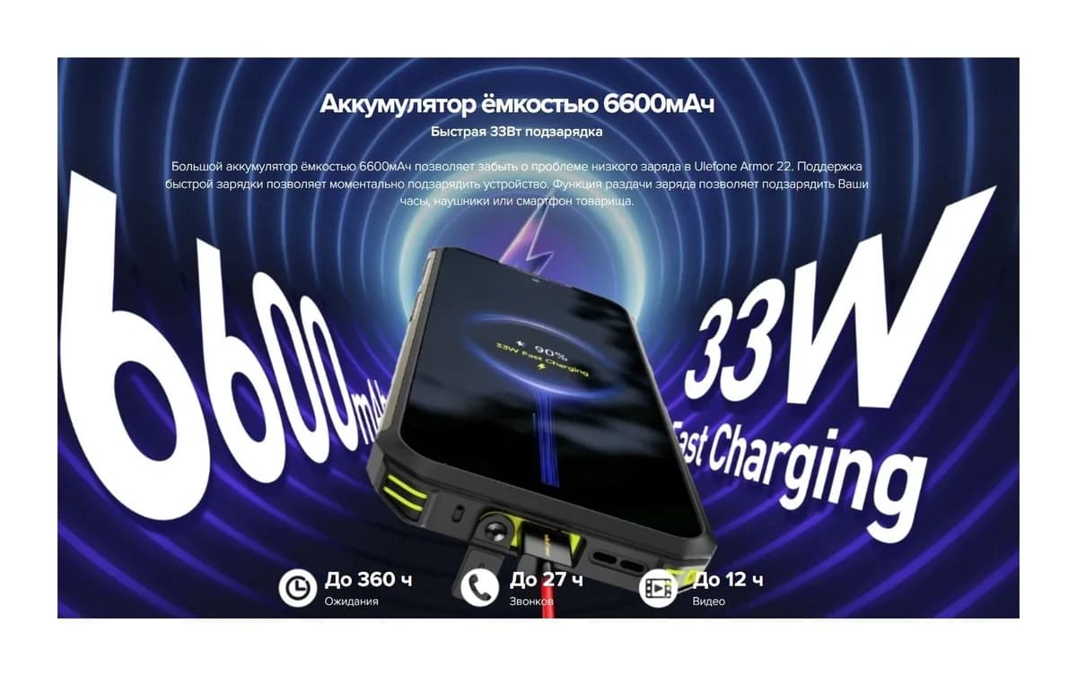 Смартфон Ulefone Armor 22 8GB/256GB (черный)