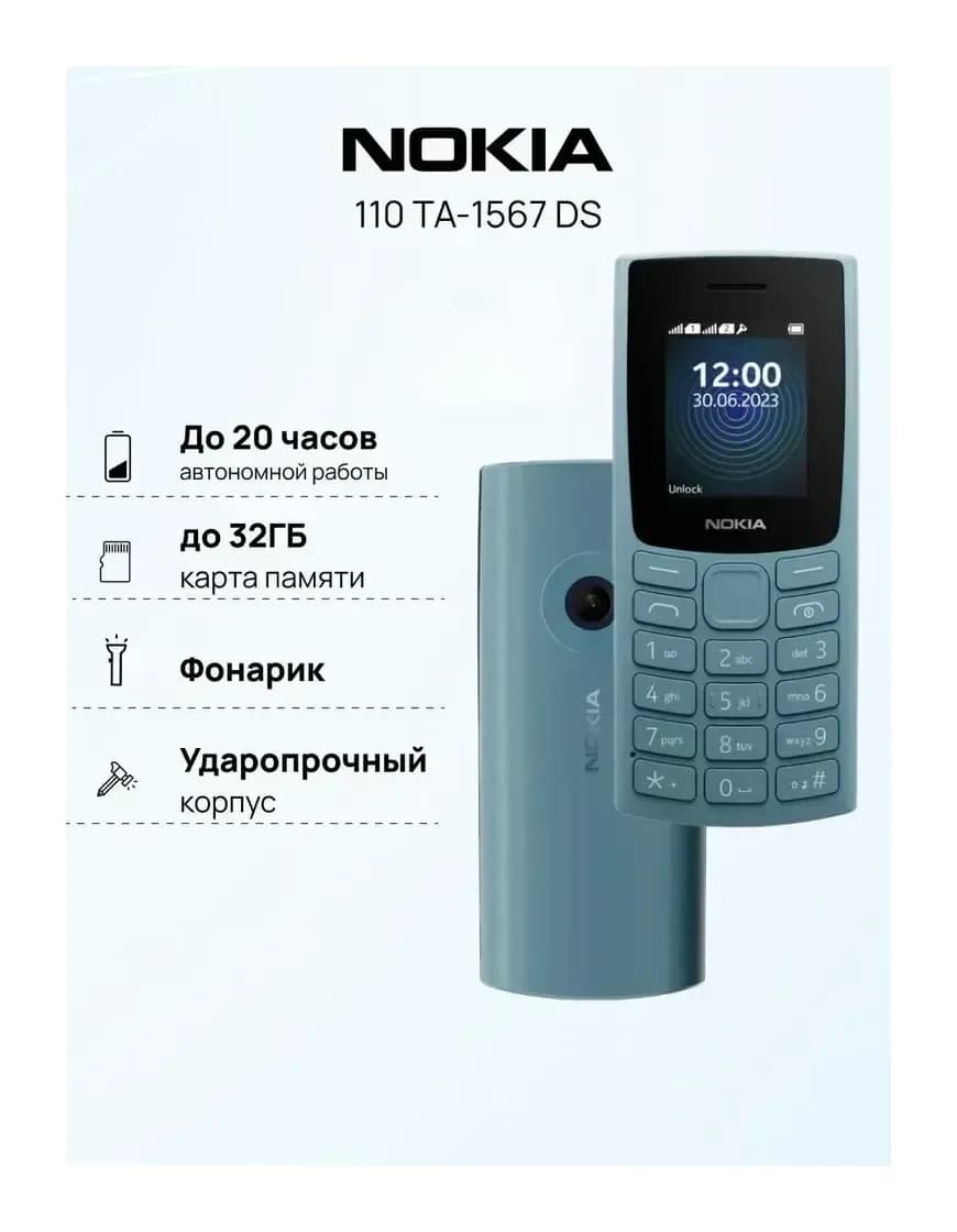 Мобильный телефон Nokia 110 DS TA-1567 (голубой)