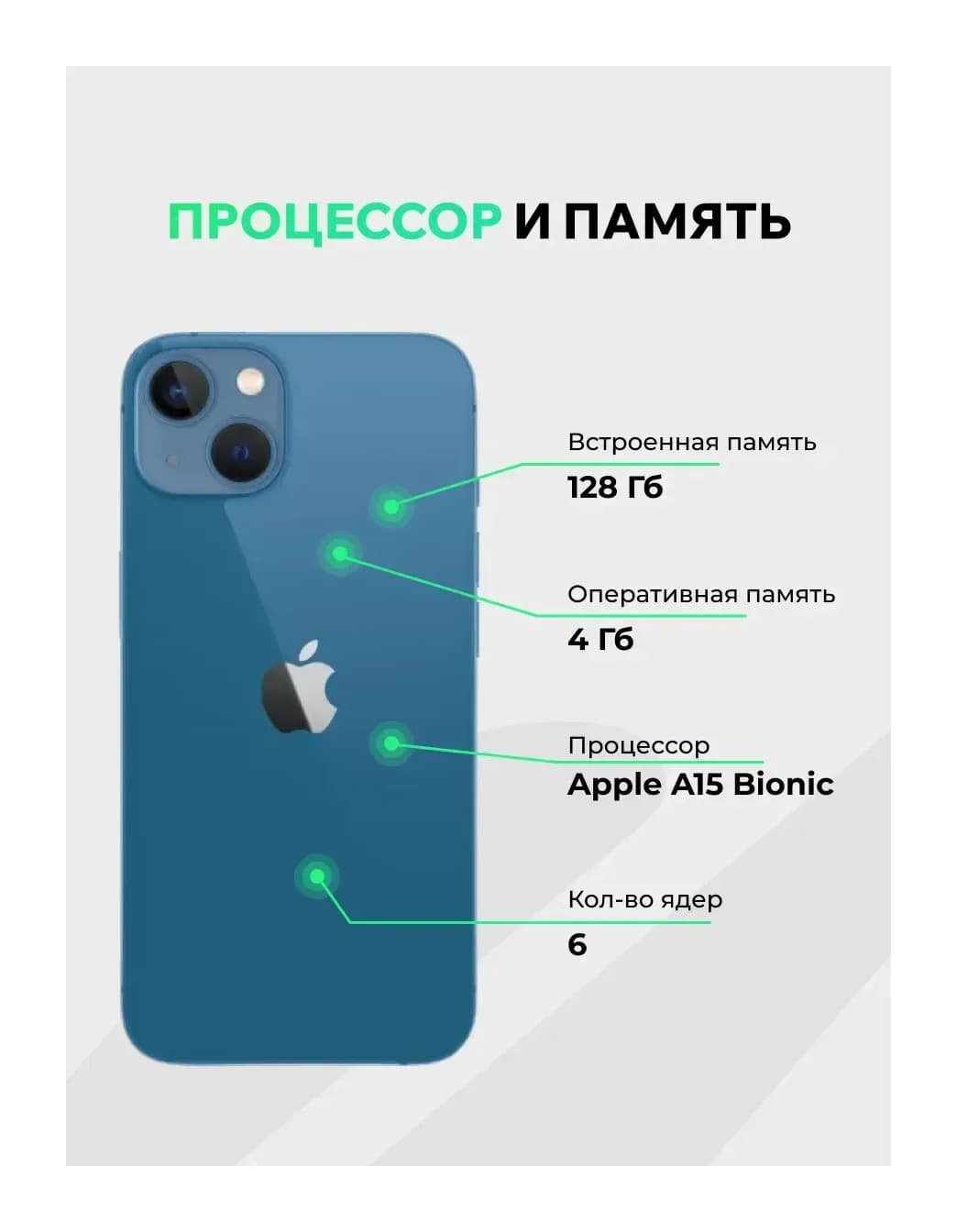 Смартфон восстановленный Apple iPhone 13 128GB ELNU Грейд A+ (синий)
