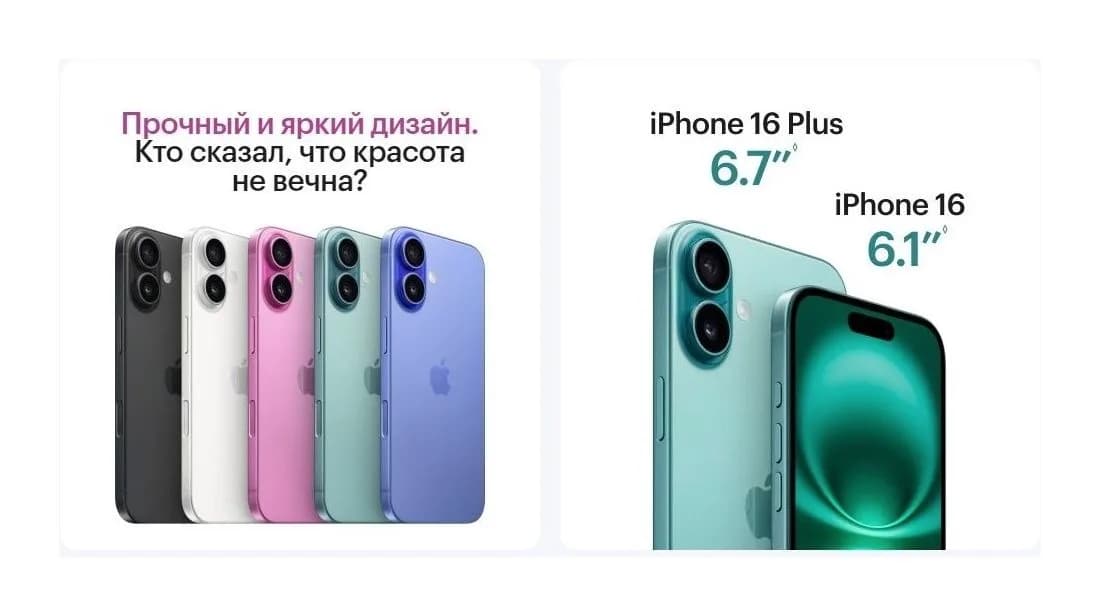 Смартфон Apple iPhone 16 128GB (белый)