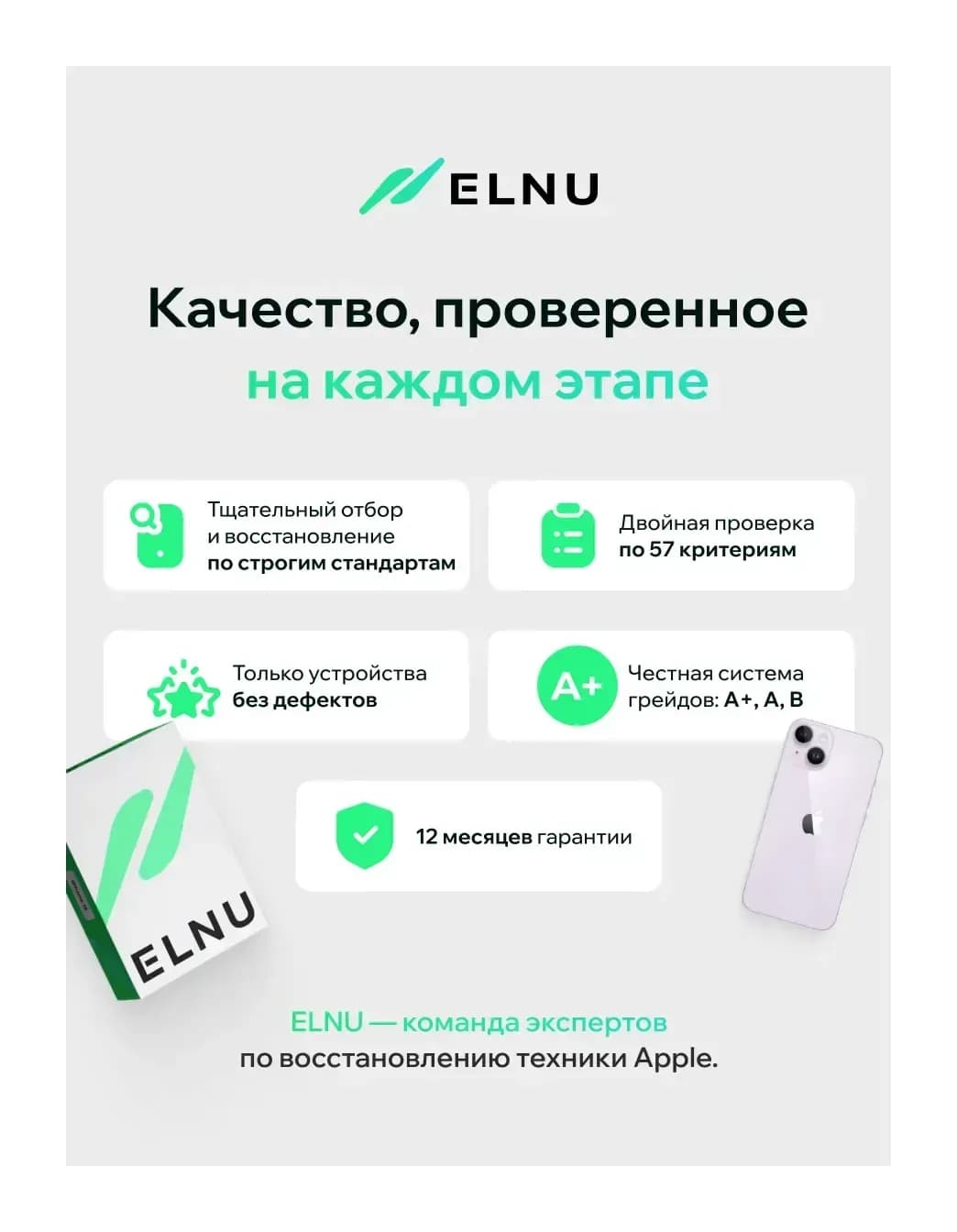 Смартфон восстановленный Apple iPhone 14 256GB ELNU грейд A (фиолетовый)