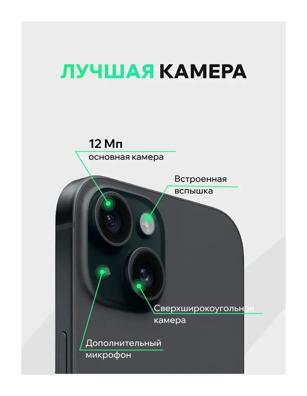 Смартфон восстановленный Apple iPhone 15 128GB ELNU Грейд A (черный)