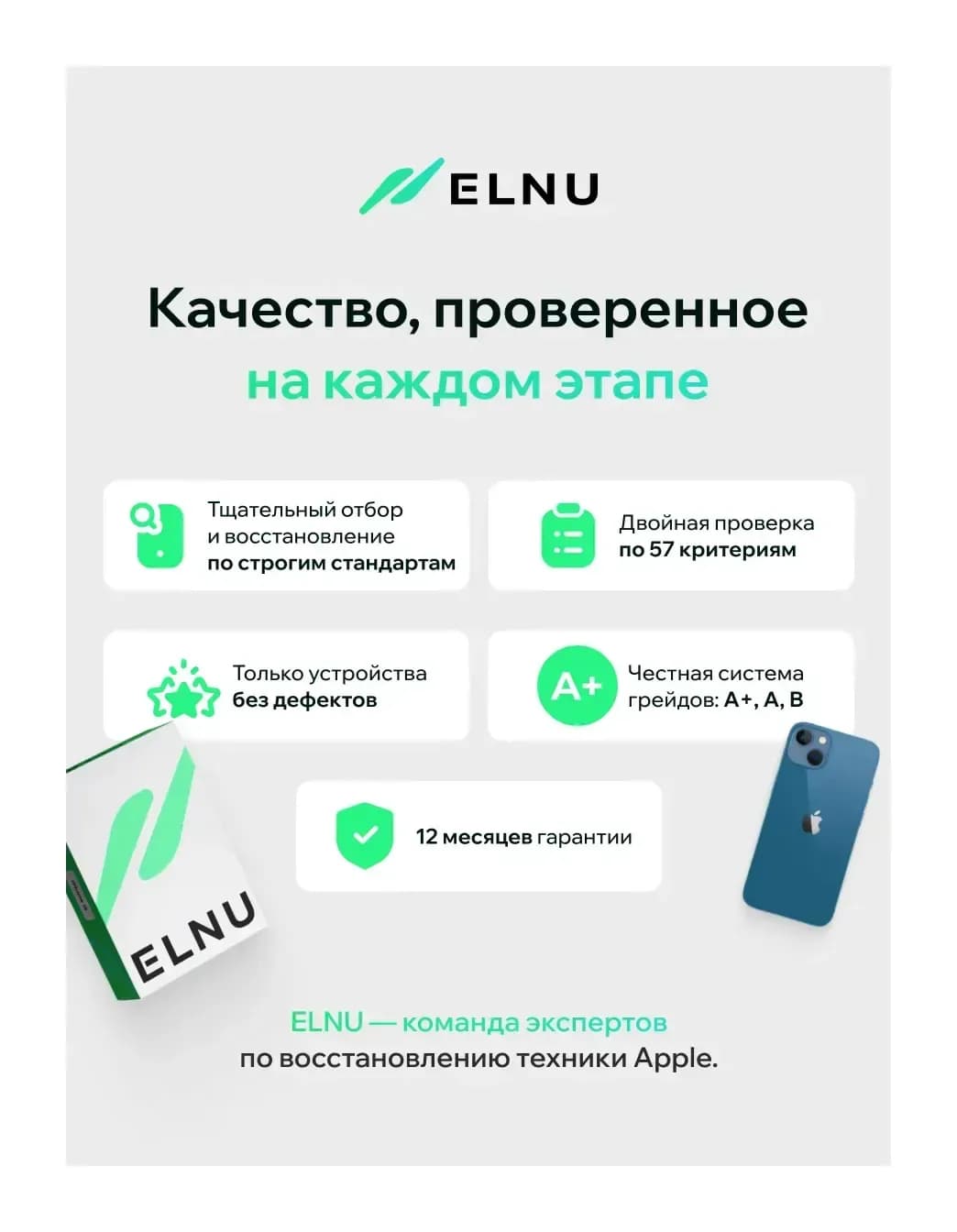 Смартфон восстановленный Apple iPhone 13 128GB ELNU Грейд A+ (синий)