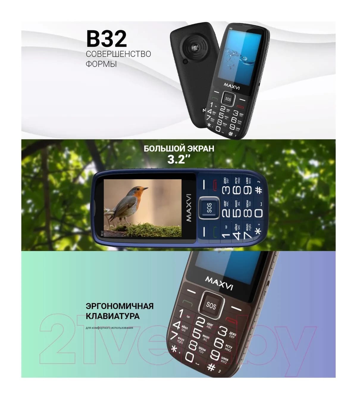 Мобильный телефон Maxvi B32 (черный)