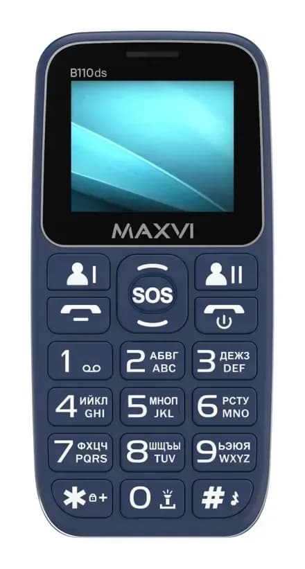 Мобильный телефон Maxvi B110ds (синий+ЗУ)