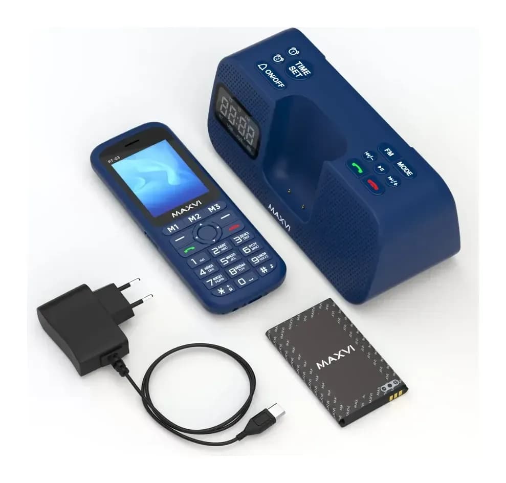 Мобильный телефон Maxvi RT-03 с док-станцией (синий)