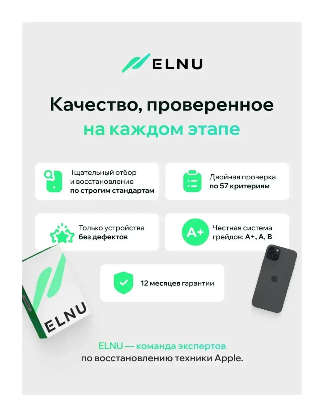 Смартфон восстановленный Apple iPhone 15 128GB ELNU Грейд A (черный)