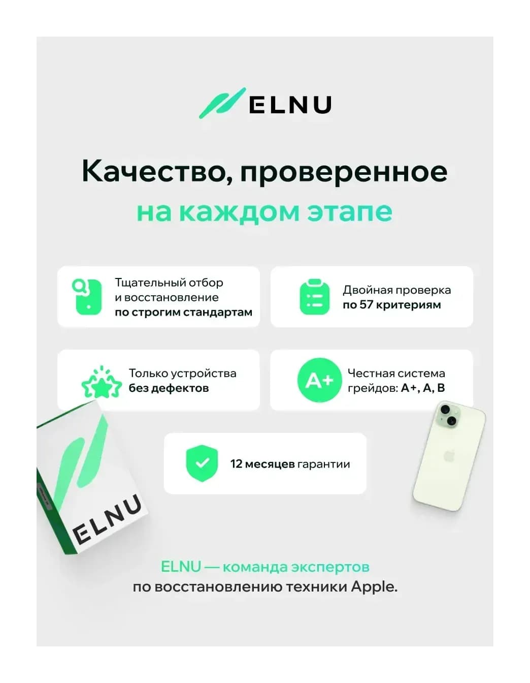 Смартфон восстановленный Apple iPhone 15 128GB ELNU Грейд A (зеленый)